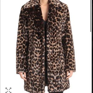 Avec Les Filles Faux Fur Léopard Walker Coat